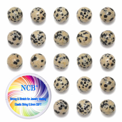 Picture of NCB 200pcs 6mm Loose Beads for Jewelry Making, Natural Semi Precious Beads Round Smooth Gemstones Spacer Beads Charms for Necklaces Bracelets (Dalmation Spot Jasper, 6mm 200Beads)