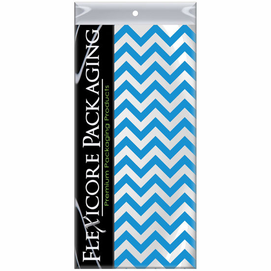 Picture of Flexicore Packaging Turquoise Chevron Print Gift Wrap Tissue Paper Size: 15 Inch X 20 Inch | Count: 50 Sheets | Color: Turquoise Chevron