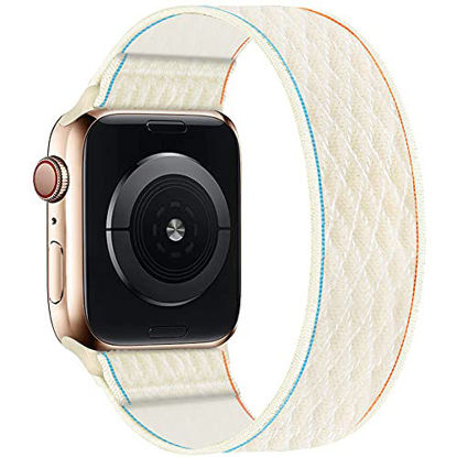 Picture of ENJINER Stretchy Nylon Solo Loop Bands Compatible with Apple Watch 38mm 40mm 42mm 44mm iWatch Series 6 SE 5 4 3 2 1 Strap, Sport Elastic Braided Breathable Women Men, 38/40mm S PlaidCream