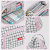 Picture of EOOUT Big Capacity Pencil Case Pencil Pouch Pen Bag Large Organized Cute Pen Case for School Stationery and Travel Cosmetics Storage (Plaid White)