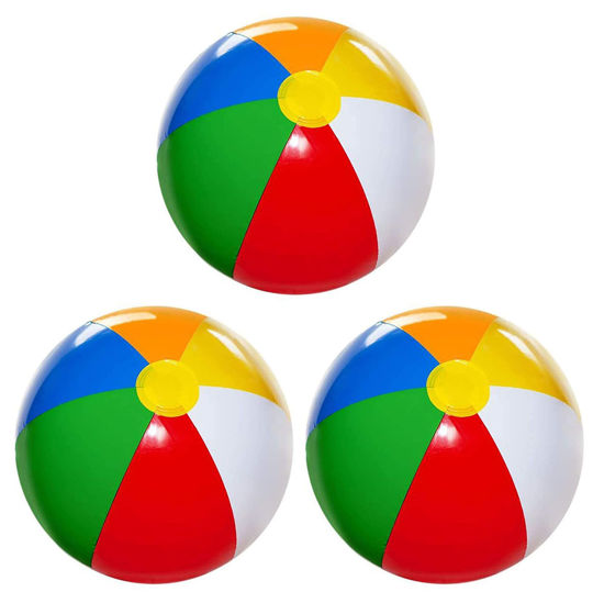 Picture of 4E's Novelty Beach Balls 3 Pack 20" Inflatable for Kids - Toys & Toddlers, Pool Games, Toy Classic Rainbow Color