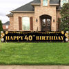 Picture of Large Happy 40th Birthday Decoration Banner, Black and Gold Happy 40th Birthday Banner Sign, 40th Birthday Party Decorations Supplies(9.8x1.6ft)