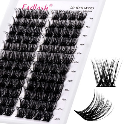 Picture of Lash Clusters 15-20mm 96Pcs Individual Lashes Cluster Mixed Tray D Curl Lash Clusters DIY Eyelash Extensions Individual Cluster Lashes DIY Lash Extension Kit Home (F2-0.07D, 15-20mm)