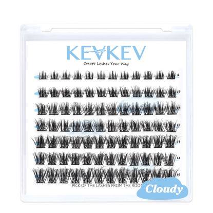 Picture of Lash Clusters 84 Pcs Cluster Lashes Individual Lashes DIY Lash Extension Lashes That Look Like Extensions Wispy Lashes Eyelash Clusters Thin Band & Soft (Cloudy 3D-Fluffy,D-8-16mix)