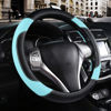 Picture of Leather Car Steering Wheel Cover, Non-Slip Car Wheel Cover Protector Breathable Microfiber Leather Universal Fit for Most Cars (Blue)