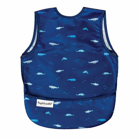 Picture of Tiny Twinkle Mess Proof Baby Bib - Waterproof Baby Apron - Machine Washable - PVC, BPA, & Phthalate Free - Great Travel Bib for Baby Eating - Baby Food Bibs (Ocean Life, Small 6-24 Months)