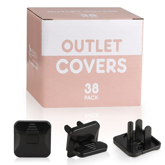 Picture of Outlet Covers Babepai 38-Pack Black Child Proof Electrical Protector Safety Improved Baby Safety Plug Covers