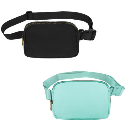 Picture of VOROLO Waist Pack for Running Fanny Pack for Women and Men Crossbody Belt Bag Bum Bag with Adjustable Strap for Sports Black+Light Green