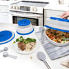 Picture of Tovolo Vented Collapsible Microwave Cover Set of 3 (Stratus Blue) - Splatter Guard & Colander Kitchen Gadget for Food & Meal Prep / Dishwasher-Safe, BPA-Free Silicone & Plastic