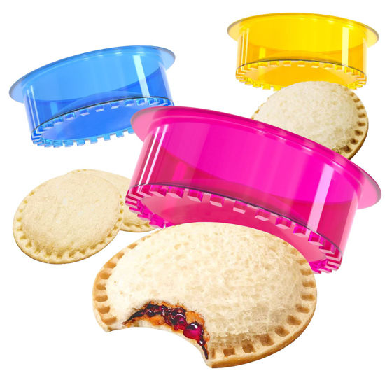 Picture of HiYZ Sandwich Cutter and Sealer - 5 PCS Decruster Sandwich Maker - Peanut Butter and Jelly Crustless Sandwich Bread Pancake Maker Cookie Cutter for Kids Children Boys Girls