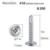 Picture of Wensilon（200pcs）#8×1”for Sheet Metal Self-Tapping Screws 410 Stainless Steel Truss Head High-Strength Quick Tapping Screws