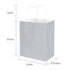 Picture of Oikss 50 Pack 8x4.75x10 inch Medium Paper Bags with Handles Bulk, Kraft Bags Birthday Wedding Party Favors Grocery Retail Shopping Takeouts Business Goody Craft Gift Bags Sacks (Silver Grey 50 PCS)