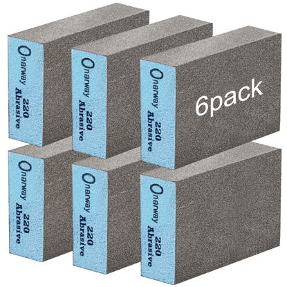 Picture of Onarway Sanding Blocks 6 Packs Wet and Dry Dual-use Sanding Sponges - Fine 220 Grits: Washable and Reusable for Wood Metal Wall Polish