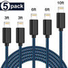 Picture of TNSO MFi Certified iPhone Charger Lightning Cable 5 Pack[3/3/6/6/10FT] Extra Long Nylon Braided USB Charging & Syncing CordCompatible iPhone Xs/Max/XR/X/8/8Plus/7/7Plus/6S/6S Plus/SE/iPad/Nan More