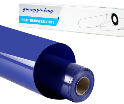 Picture of guangyintong Heat Transfer Vinyl for T-Shirts 12" x 8ft - Blue HTV Vinyl Roll Iron on-Easy to Cut &Weed, Glossy Surface (Blue k5)