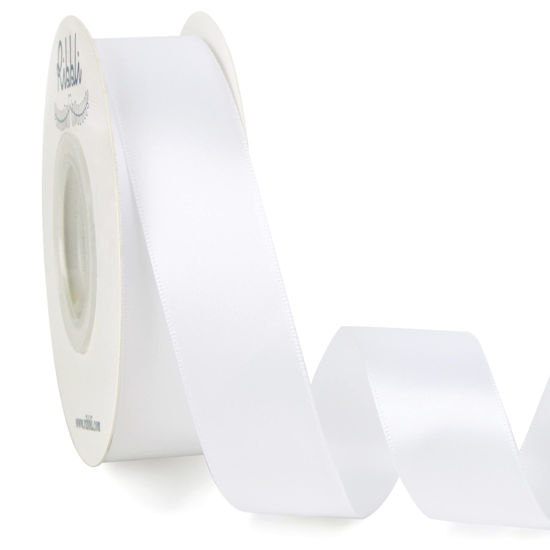 Picture of Ribbli Double Faced White Satin Ribbon,1” x Continuous 25 Yards,Use for Bows Bouquet,Gift Wrapping,Floral Arrangement