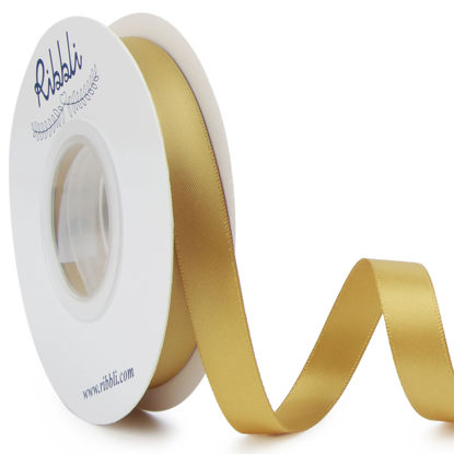 Picture of Ribbli Gold Double Faced Satin Ribbon,1/2 Inch x Continuous 25 Yards,Use for Craft Bows Bouquet, Gift Wrapping, Wedding Decoration, Floral Arrangement