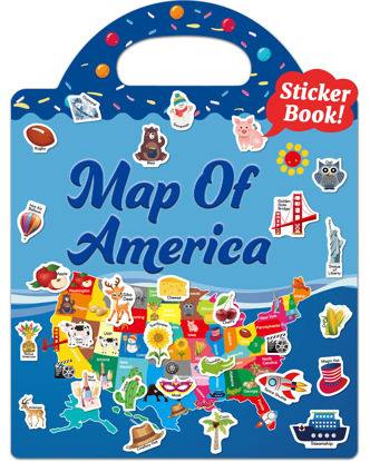 Picture of Benresive Reusable Sticker Books for Kids 2-4, Fun Sticker Books for Toddlers 1-3, Toddler Stickers Age 2-4, 31 Pcs Cute Waterproof Stickers for Teens Girls Boys, Birthday Gifts for Age 2 and Up - America Map Sticker Book