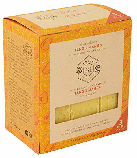 Picture of Crate 61, Vegan Natural Bar Soap, Tango Mango, 3 Pack, Handmade Soap With Premium Essential Oils, Cold Pressed Face And Body Bar Soap For Men And Women (4 oz, 3 Bars) Tango Mango 3 Pack