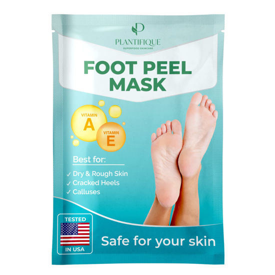 Picture of PLANTIFIQUE Foot Peel Mask with Vitamins 1 Pack Peeling Foot Mask Dermatologically Tested - Repairs Heels, Removes Dead Skin for Baby Soft Feet - Exfoliating Foot Peel Mask for Dry Cracked Feet