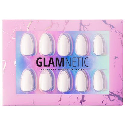 Picture of Glamnetic Press On Nails - Angel | Opaque White Short Almond Nails, Reusable | 12 Sizes - 24 Nail Kit