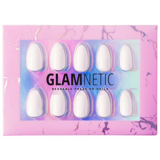 Picture of Glamnetic Press On Nails - Angel | Opaque White Short Almond Nails, Reusable | 12 Sizes - 24 Nail Kit