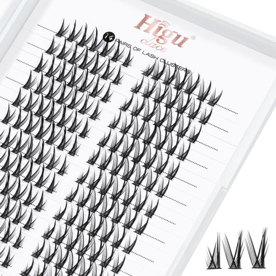 Picture of 14 Pairs Lash Clusters 196 PCS DIY Eyelash Extension C Curl Cluster Lashes Individual Lashes Cluster Lashes Wisps Reusable Eyelash Segments Professional Makeup for Self-application (Devil 03-C)