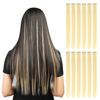 Picture of 12 Pcs Colored Party Highlights Colorful Clip in Hair Extensions 22 inch Straight Synthetic Hairpieces for Women Kids Girls (H Blonde 12Pcs)