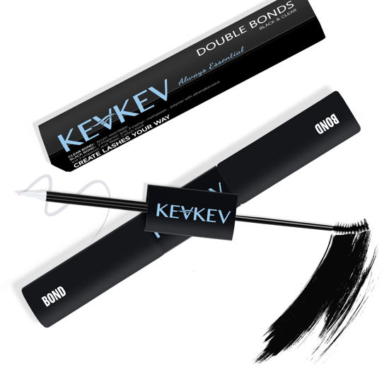 Picture of KevKev Lash Bond & Bond Mascara Brush Black Glue and Mini Brush Clear Glue Dual Sided Bond Long Lasting for 72 Hours Strong Hold Waterproof 2 IN 1 Glue Easy to Apply