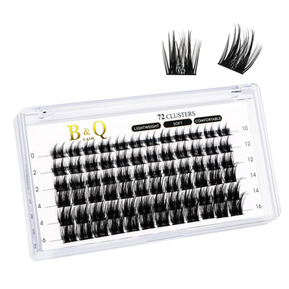 Picture of Lash Clusters B52 D Curl 10-16MIX DIY Eyelash Extensions 72 Clusters Lashes B&Q LASH Volume Individual Lashes Eyelash Clusters Extensions Individual Lashes Cluster DIY at Home (B52,D-10-16MIX)