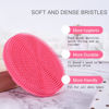 Picture of INNERNEED Food-Grade Soft Silicone Body Scrubber Shower Brush, with Scalp Massager Shampoo Brush, Wet & Dry Manual Scalp Care Hair Washing (Pink)