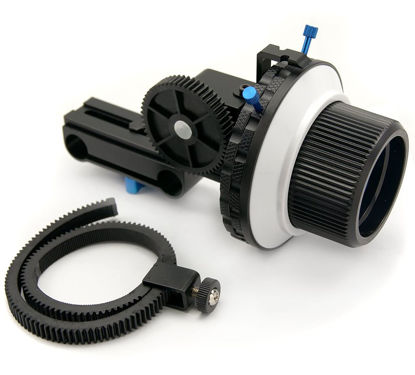 Picture of MARSRE Pro Follow Focus with A/B Hard Stops and Flexible Gear Ring Belt for Canon Nikon Sony Panasonic and Other DSLR Video Cameras and DV Camcorders