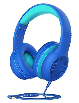 Picture of Kids Headphones with Microphone for School, Over Ear/On Ear Wired Headphones for Kids Boys Girls with Volume Limited 85dB/94dB and HD Sound Sharing Function for iPad/Tablet/PC/School/Travel