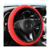 Picture of Car Steering Wheel Cover, 15" Soft Velvet Breathable Elastic Stretch Without Inner Ring, Short Faux Car Accessories Steering Wheel Protector for Women Men (FJJ-Red)