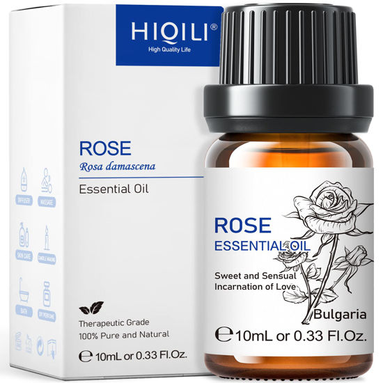 Picture of HIQILI Rose Essential Oil, Strong Fragrance and Lasting for Diffuser,Aromatherapy,Fragrance DIY,10ml