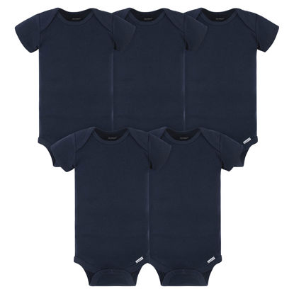 Picture of Gerber Baby 5-Pack Solid Onesies Bodysuits, Navy, 3-6 Months