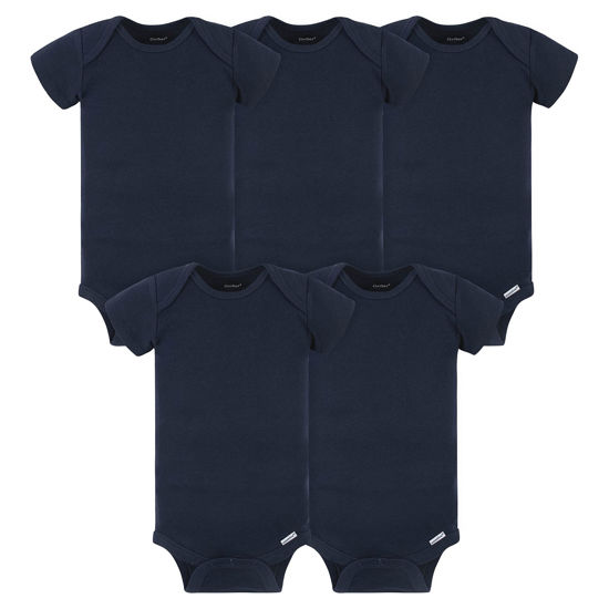 Picture of Gerber Baby 5-Pack Solid Onesies Bodysuits, Navy, 3-6 Months