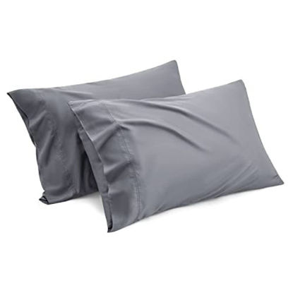 Picture of Bedsure Cooling Pillow Cases Standard Size - Rayon Derived from Bamboo, Grey Chill Pillowcase 2, Soft & Breathable Pillow Covers with Envelope Closure, Gift for Hot Sleepers in Summer, 20x26 Inches