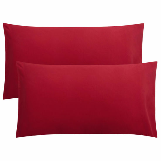 Picture of FLXXIE 2 Pack Microfiber King Pillow Cases, 1800 Super Soft Pillowcases with Envelope Closure, Wrinkle, Fade and Stain Resistant Pillow Covers, 20x36, Wine Red