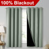 Picture of NICETOWN Greyish Green 100% Blackout Lined Curtains, 2 Thick Layers Completely Blackout Window Treatment Thermal Insulated Drapes for Kitchen/Bedroom (1 Pair, 52" Width x 63" Length Each Panel)