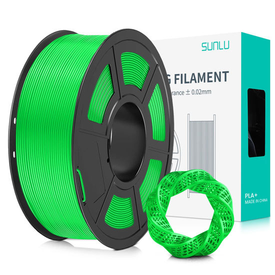 Picture of SUNLU 3D Printer Filament PLA Plus 1.75mm, SUNLU Neatly Wound PLA Filament 1.75mm PRO, PLA+ Filament for Most FDM 3D Printer, Dimensional Accuracy +/- 0.02 mm, 1 kg Spool(2.2lbs), Green