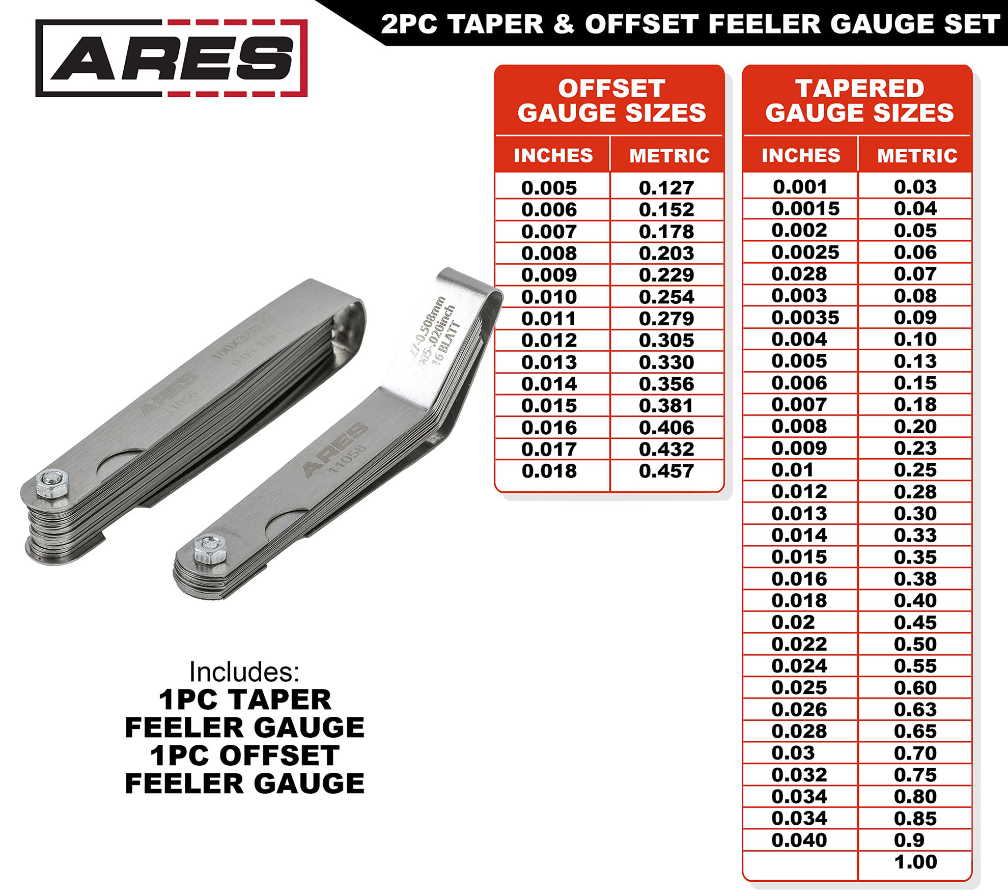 GetUSCart ARES 110422Piece Tapered Feeler Gauge and Offset Feeler