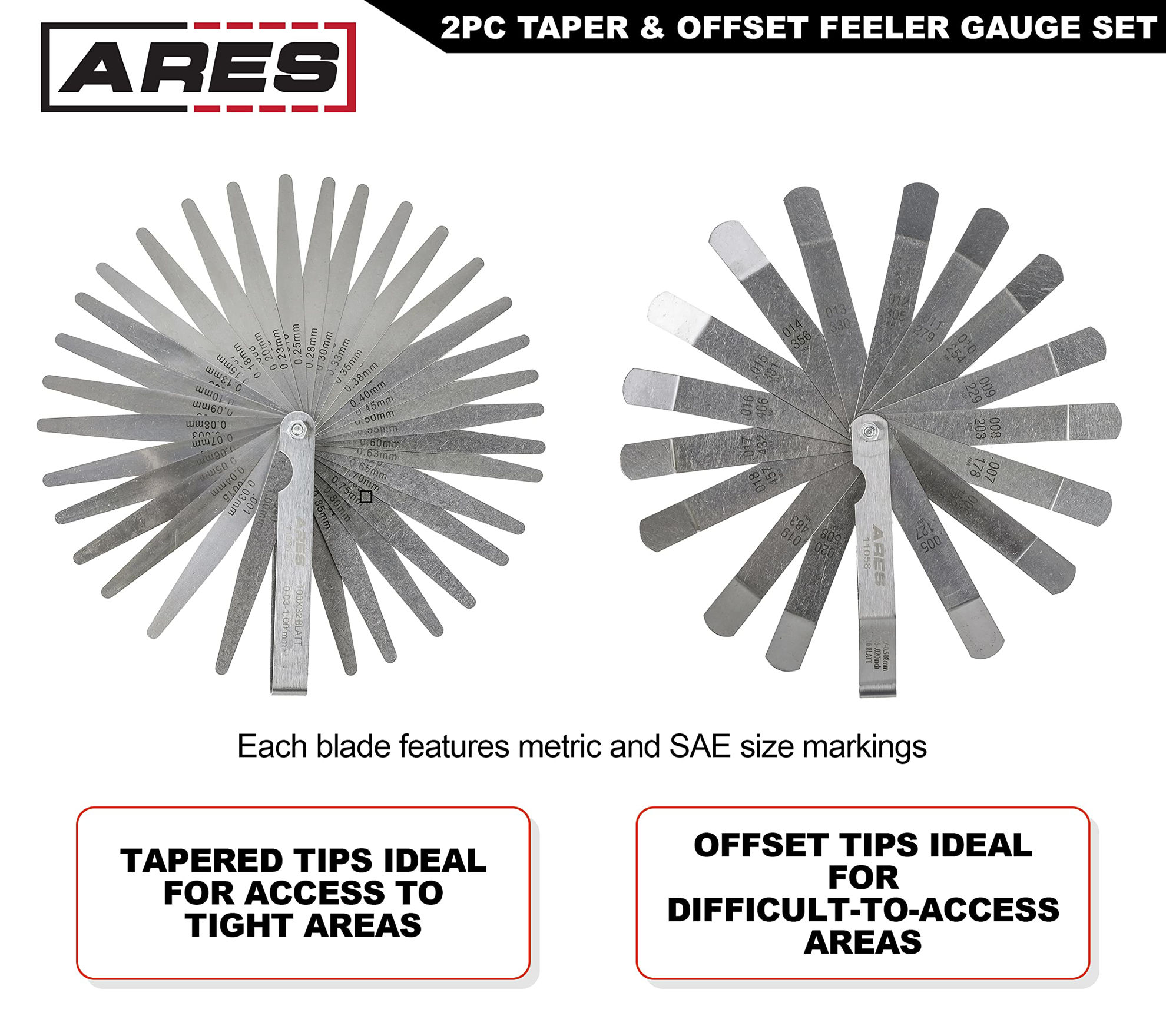 Getuscart Ares 11042 2 Piece Tapered Feeler Gauge And Offset Feeler