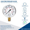 Picture of SENCTRL 160 Psi Lead-Free Glycerin Liquid Filled Low Pressure Gauge, 2.5" Dial Size, 1/4" NPT Lower Mount, Stainless Steel Case, for Home Potable Water Pump, Air, Well, RV Hose, Pressure Test