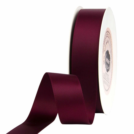 Picture of VATIN 7/8 inch Double Faced Polyester Satin Ribbon Burgundy -Continuous 25 Yard Spool, Perfect for Wedding Decor, Wreath, Baby Shower,Gift Package Wrapping and Other Projects