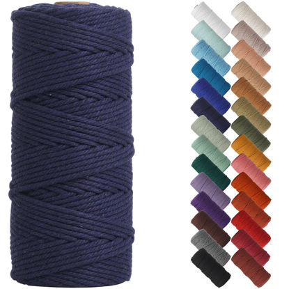 Picture of NOANTA Dark Blue Macrame Cord 3mm x 109yards, Colored Macrame Rope, Cotton Rope Macrame Yarn, Colorful Cotton Craft Cord for Wall Hanging, Plant Hangers, Crafts, Knitting