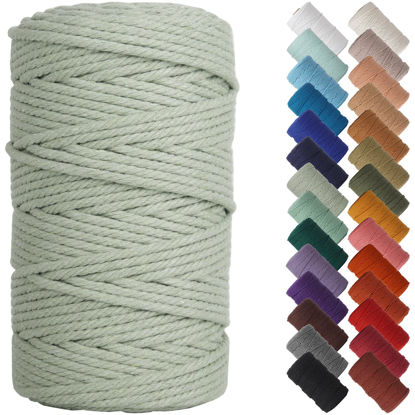 Picture of NOANTA Sage Macrame Cord 4mm x 109yards, Colored Macrame Rope, Cotton Rope Macrame Yarn, Colorful Cotton Craft Cord for Wall Hanging, Plant Hangers, Crafts, Knitting