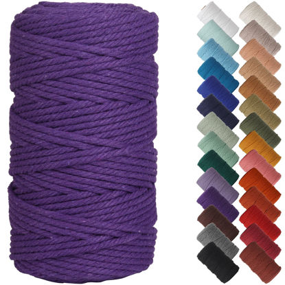 Picture of NOANTA Dark Purple Macrame Cord 4mm x 109yards, Colored Macrame Rope, Cotton Cord Macrame Yarn, Colorful Cotton Craft Cord for Wall Hanging, Plant Hangers, Crafts, Knitting