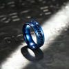 Picture of King Will Intertwine 8mm Spinner Ring Blue Stainless Steel Fidget Ring Anxiety Ring for Men with Curb Chain Inlay 13