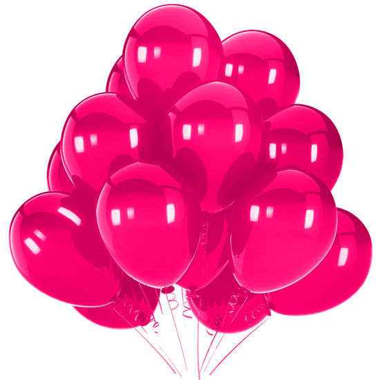 Picture of Hot Pink Latex Party Balloons - 50 Pack 12 inch Helium Matte Pink Balloons for Wedding Baby Shower Birthday Princess Theme Party Decorations